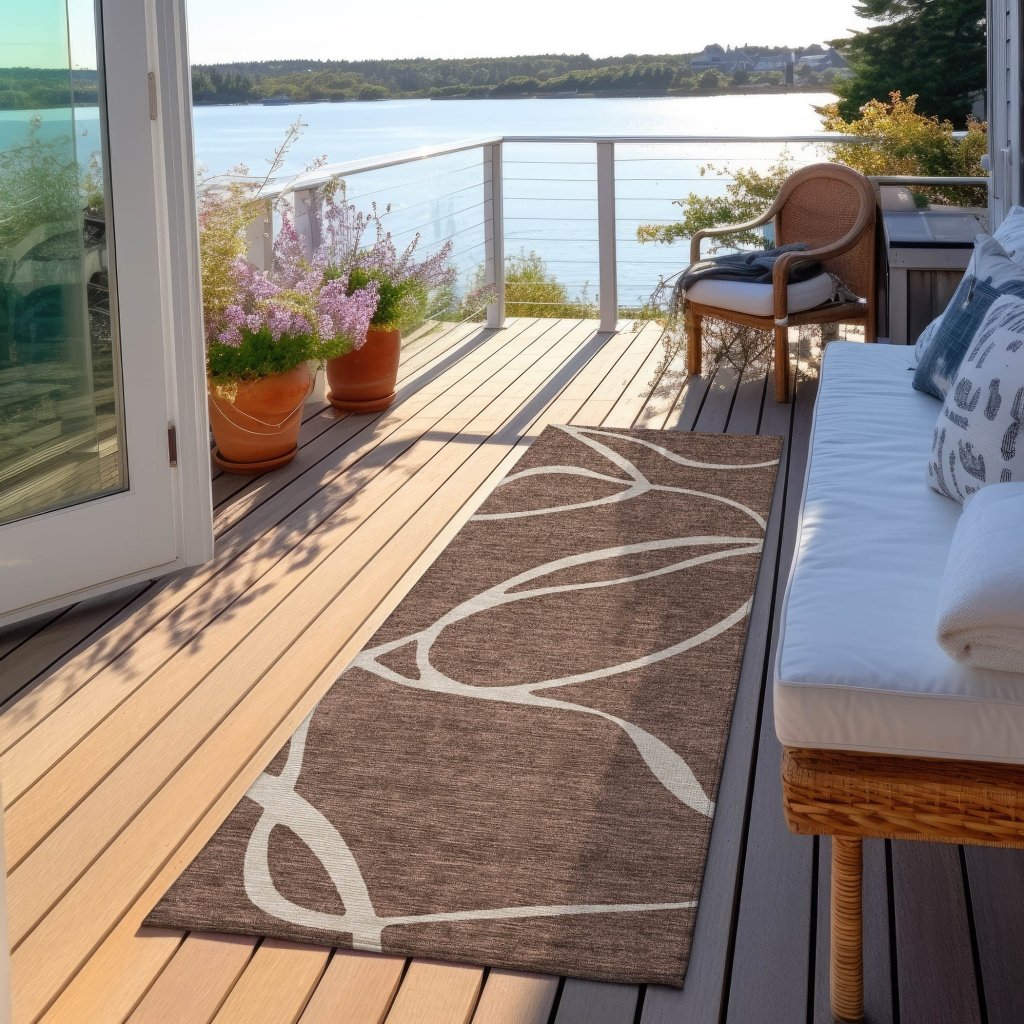 Mirelle Brown Washable Indoor - Outdoor Rug - LOOMLAN - LOOMLAN Rugs - Outdoor Rugs