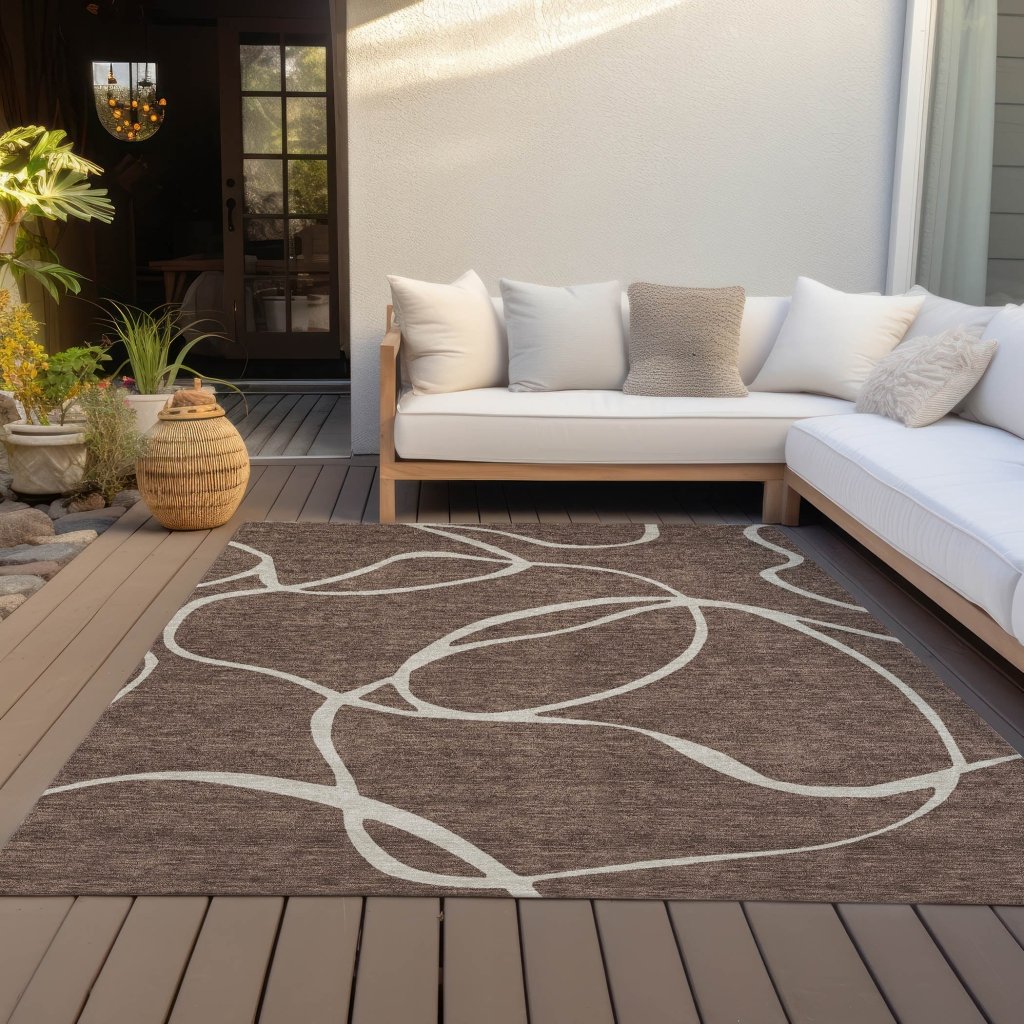 Mirelle Brown Washable Indoor - Outdoor Rug - LOOMLAN - LOOMLAN Rugs - Outdoor Rugs