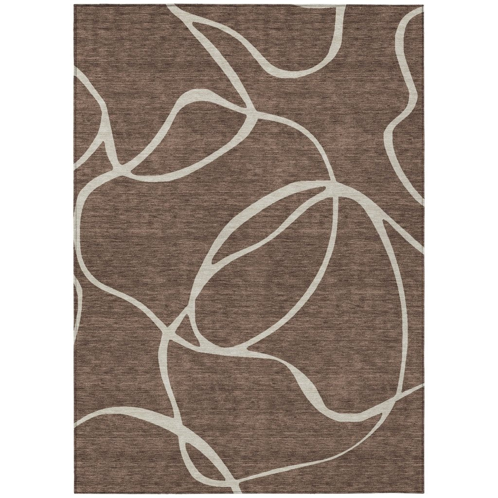 Mirelle Brown Washable Indoor - Outdoor Rug - LOOMLAN - LOOMLAN Rugs - Outdoor Rugs
