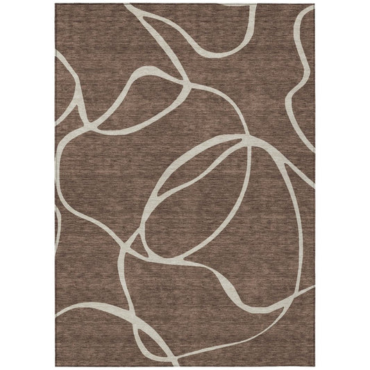 LOOMLAN Rugs Mirelle Brown Washable Indoor-Outdoor Rug
