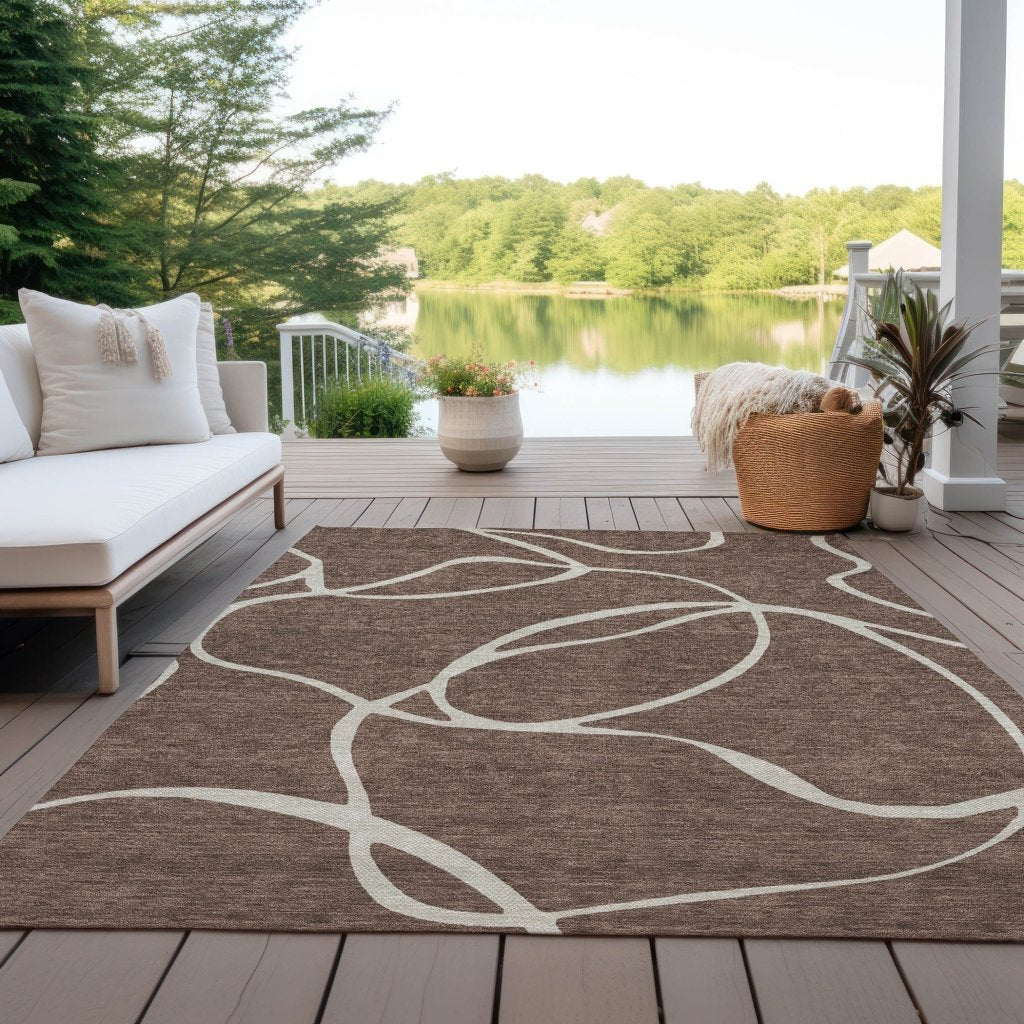 Mirelle Brown Washable Indoor - Outdoor Rug - LOOMLAN - LOOMLAN Rugs - Outdoor Rugs