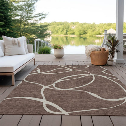 Mirelle Brown Washable Indoor - Outdoor Rug - LOOMLAN - LOOMLAN Rugs - Outdoor Rugs