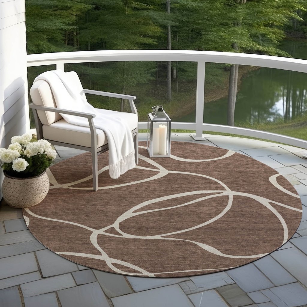 Mirelle Brown Washable Indoor - Outdoor Rug - LOOMLAN - LOOMLAN Rugs - Outdoor Rugs