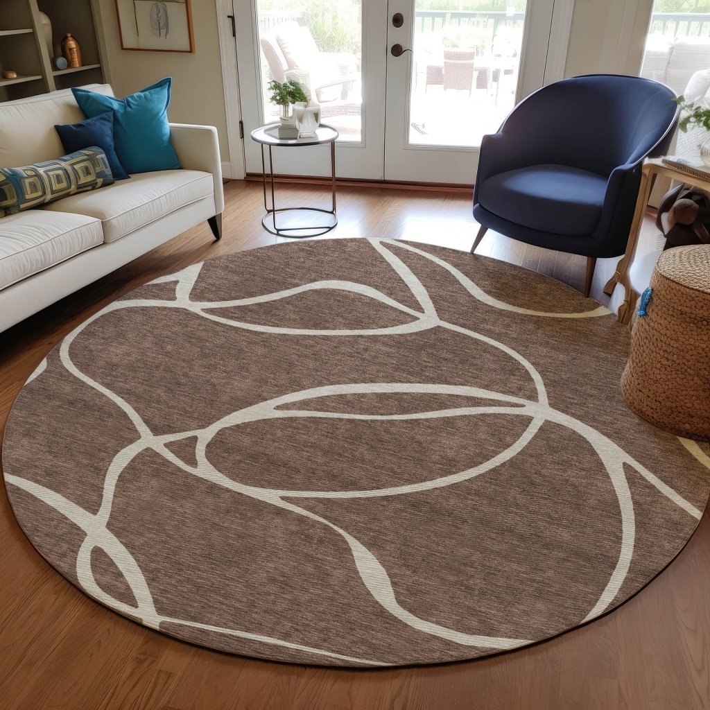Mirelle Brown Washable Indoor - Outdoor Rug - LOOMLAN - LOOMLAN Rugs - Outdoor Rugs