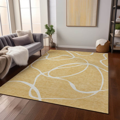 LOOMLAN Rugs Mirelle Gold Washable Indoor-Outdoor Rug