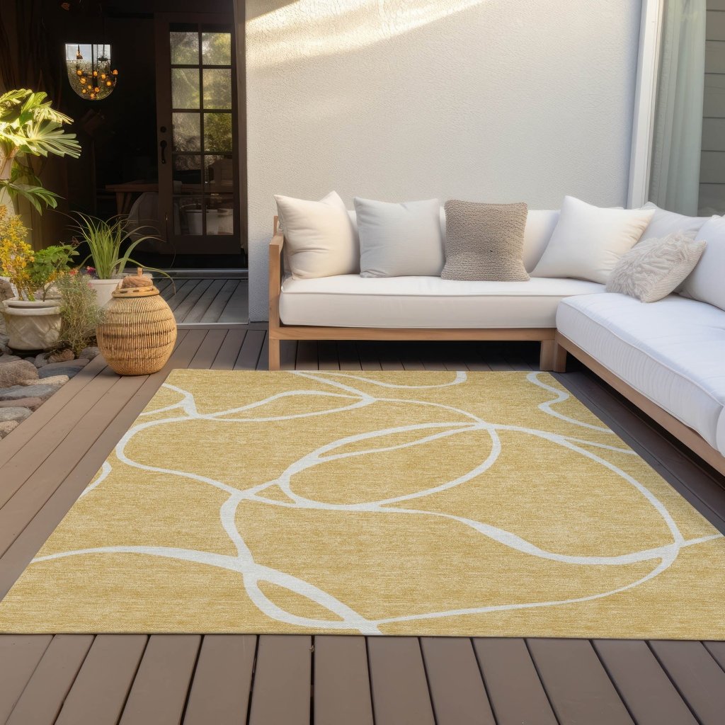LOOMLAN Rugs Mirelle Gold Washable Indoor-Outdoor Rug