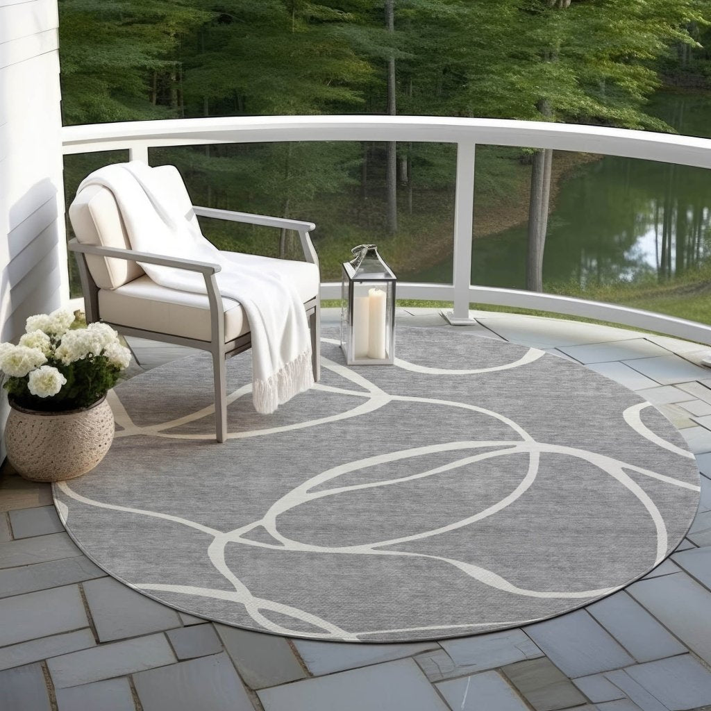 LOOMLAN Rugs Mirelle Gray Washable Indoor-Outdoor Rug