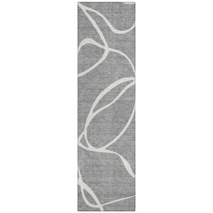 LOOMLAN Rugs Mirelle Gray Washable Indoor-Outdoor Rug