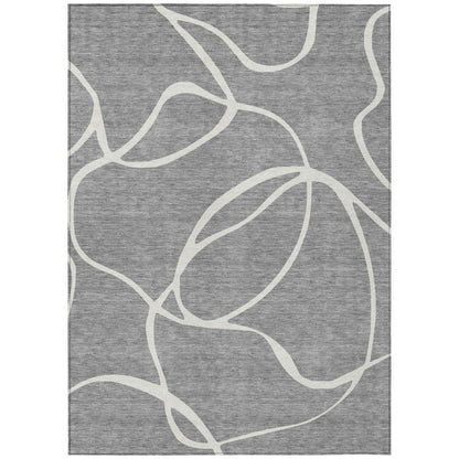 LOOMLAN Rugs Mirelle Gray Washable Indoor-Outdoor Rug