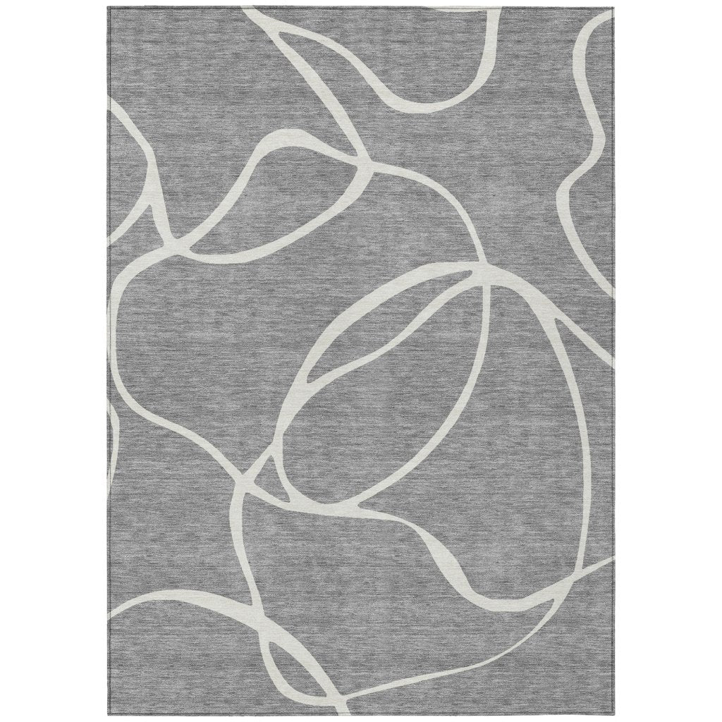 LOOMLAN Rugs Mirelle Gray Washable Indoor-Outdoor Rug