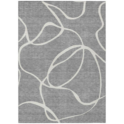 LOOMLAN Rugs Mirelle Gray Washable Indoor-Outdoor Rug