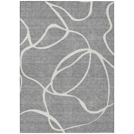 LOOMLAN Rugs Mirelle Gray Washable Indoor-Outdoor Rug