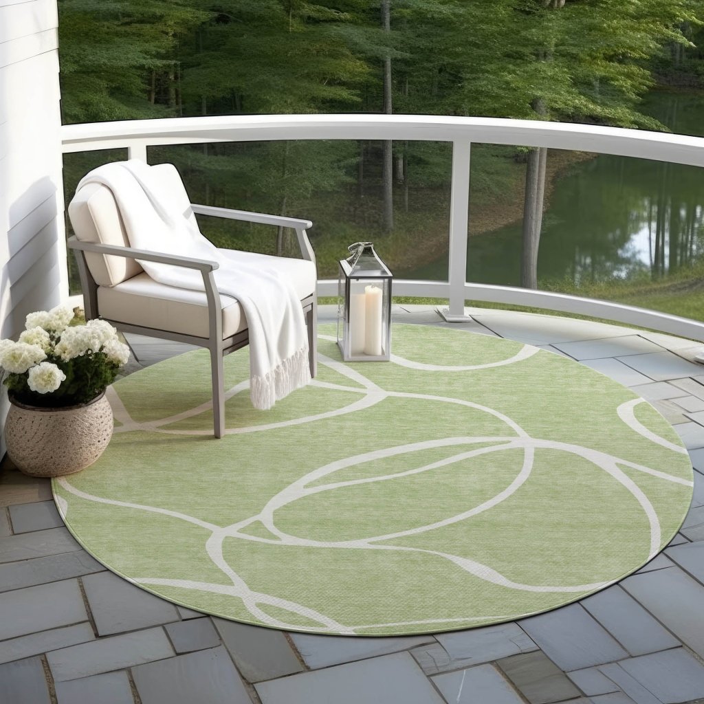 LOOMLAN Rugs Mirelle Green Washable Indoor-Outdoor Rug