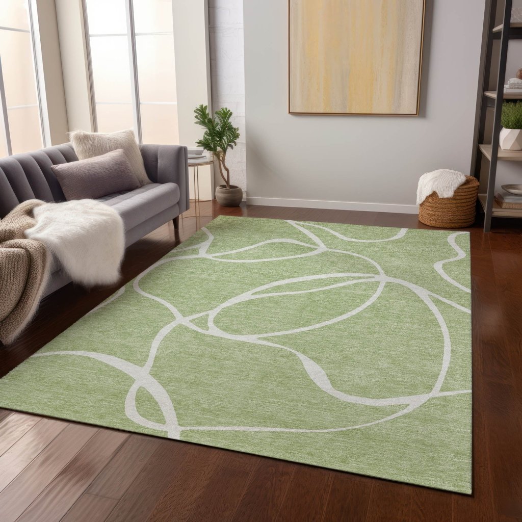 LOOMLAN Rugs Mirelle Green Washable Indoor-Outdoor Rug
