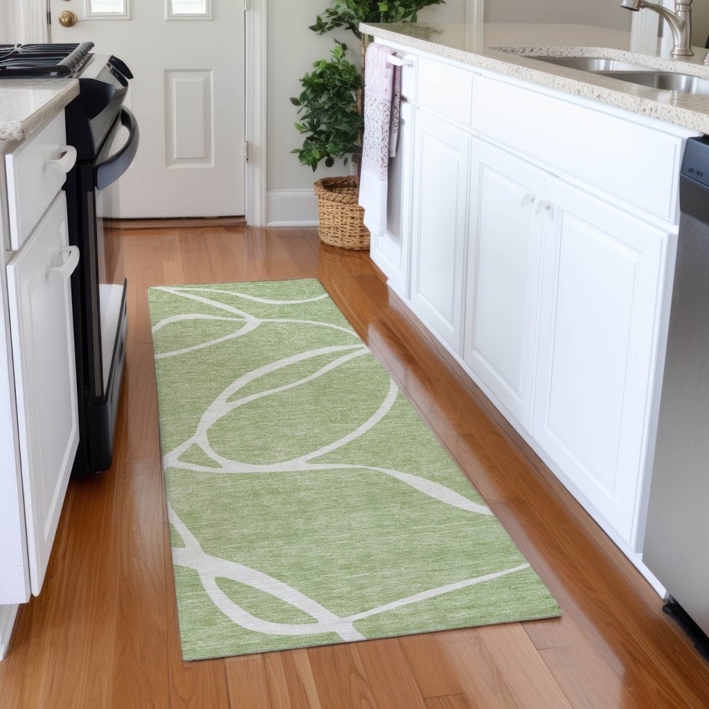 LOOMLAN Rugs Mirelle Green Washable Indoor-Outdoor Rug
