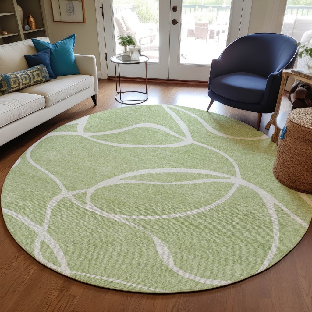 LOOMLAN Rugs Mirelle Green Washable Indoor-Outdoor Rug