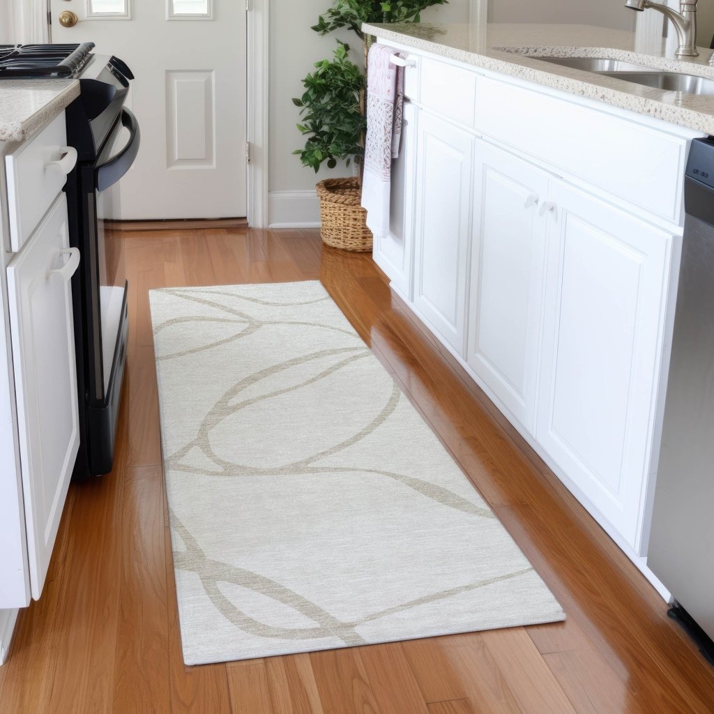 LOOMLAN Rugs Mirelle Ivory Washable Indoor-Outdoor Rug