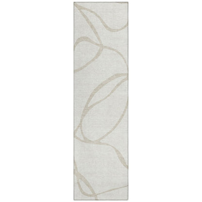 LOOMLAN Rugs Mirelle Ivory Washable Indoor-Outdoor Rug