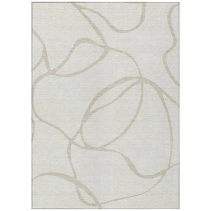 LOOMLAN Rugs Mirelle Ivory Washable Indoor-Outdoor Rug