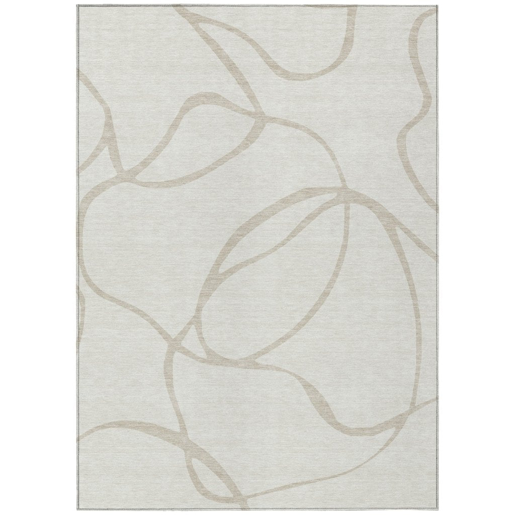 LOOMLAN Rugs Mirelle Ivory Washable Indoor-Outdoor Rug