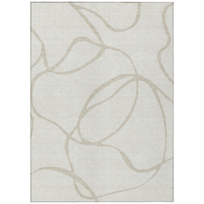 LOOMLAN Rugs Mirelle Ivory Washable Indoor-Outdoor Rug