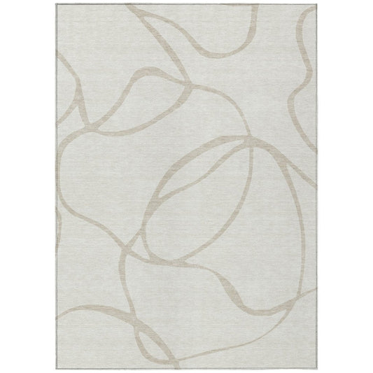 LOOMLAN Rugs Mirelle Ivory Washable Indoor-Outdoor Rug