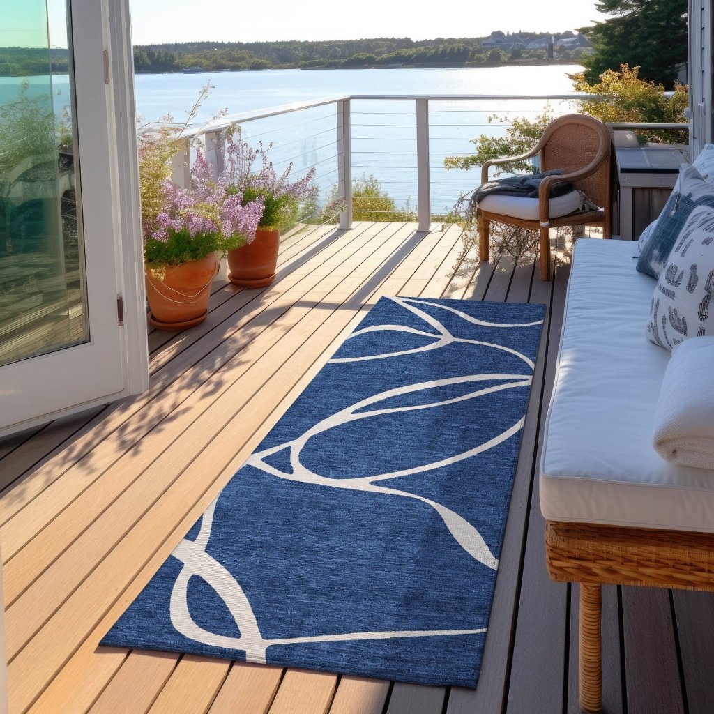 LOOMLAN Rugs Mirelle Navy Washable Indoor-Outdoor Rug