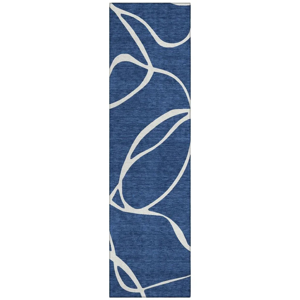 LOOMLAN Rugs Mirelle Navy Washable Indoor-Outdoor Rug