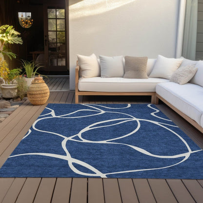 LOOMLAN Rugs Mirelle Navy Washable Indoor-Outdoor Rug