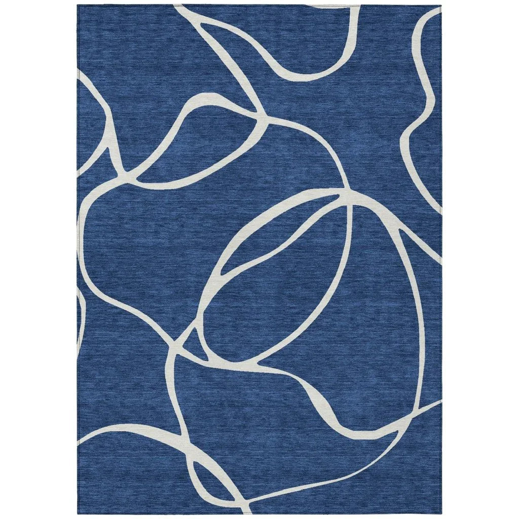 LOOMLAN Rugs Mirelle Navy Washable Indoor-Outdoor Rug