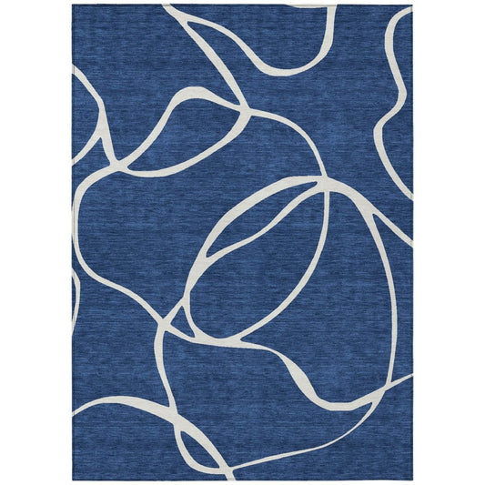 LOOMLAN Rugs Mirelle Navy Washable Indoor-Outdoor Rug