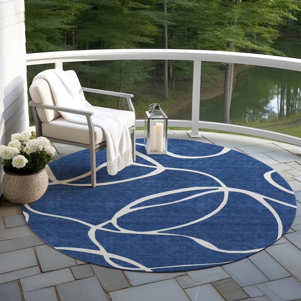 LOOMLAN Rugs Mirelle Navy Washable Indoor-Outdoor Rug