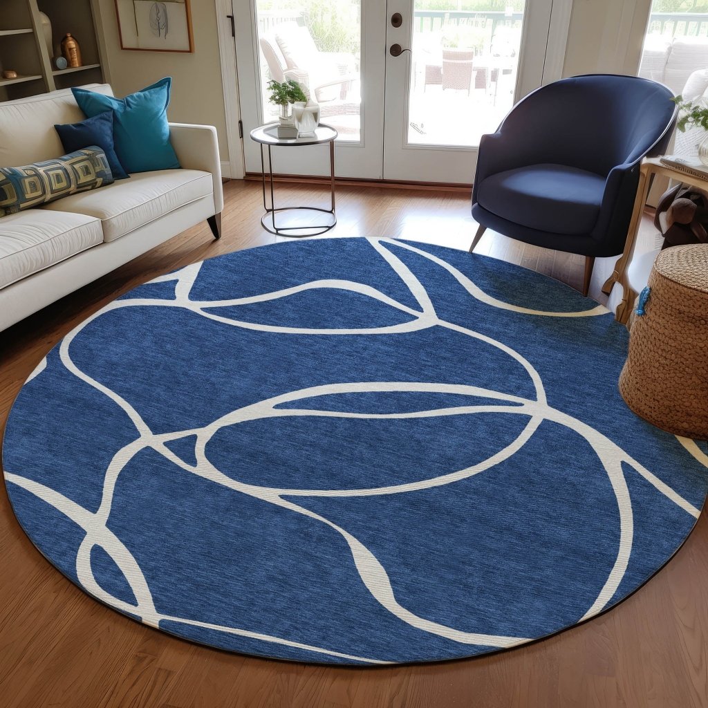LOOMLAN Rugs Mirelle Navy Washable Indoor-Outdoor Rug