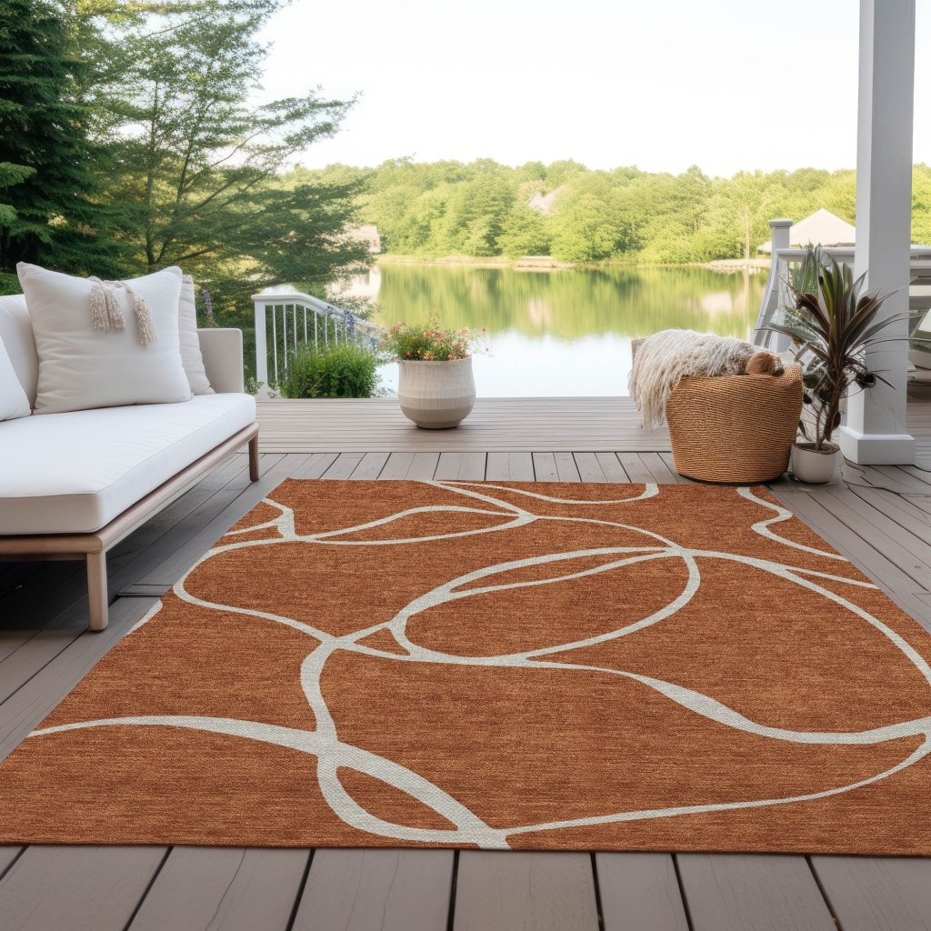 LOOMLAN Rugs Mirelle Orange Washable Indoor-Outdoor Rug