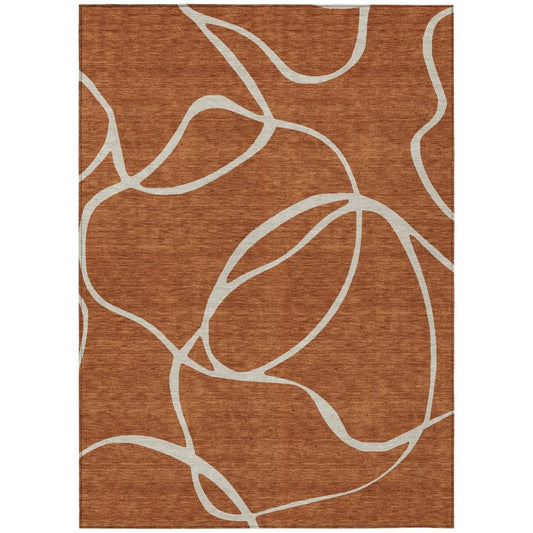 LOOMLAN Rugs Mirelle Orange Washable Indoor-Outdoor Rug