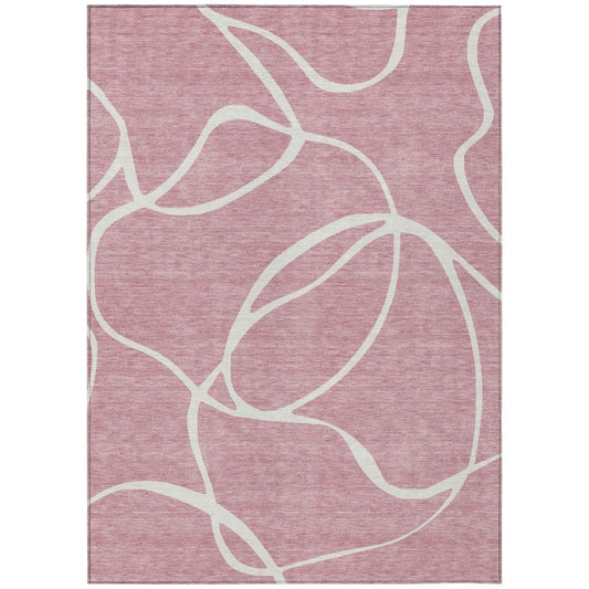 LOOMLAN Rugs Mirelle Pink Washable Indoor-Outdoor Rug
