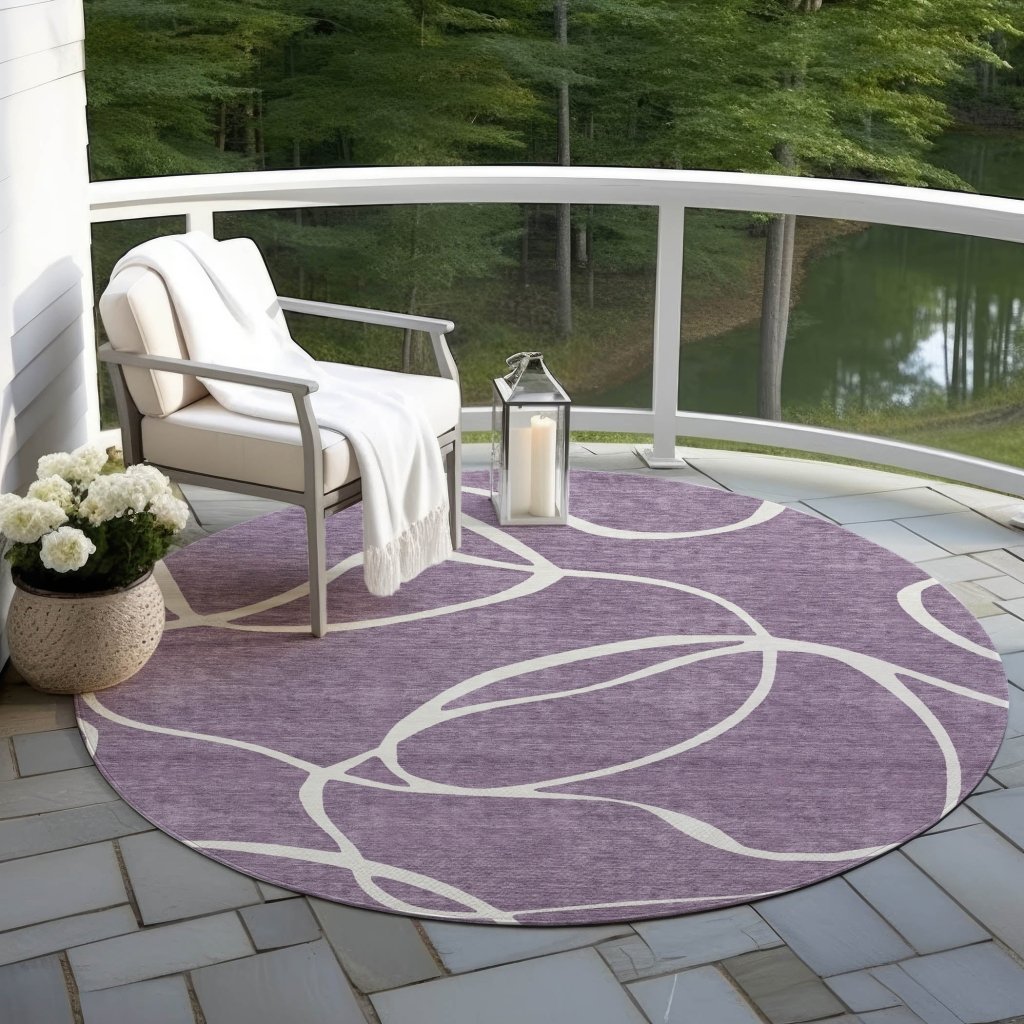 LOOMLAN Rugs Mirelle Purple Washable Indoor-Outdoor Rug
