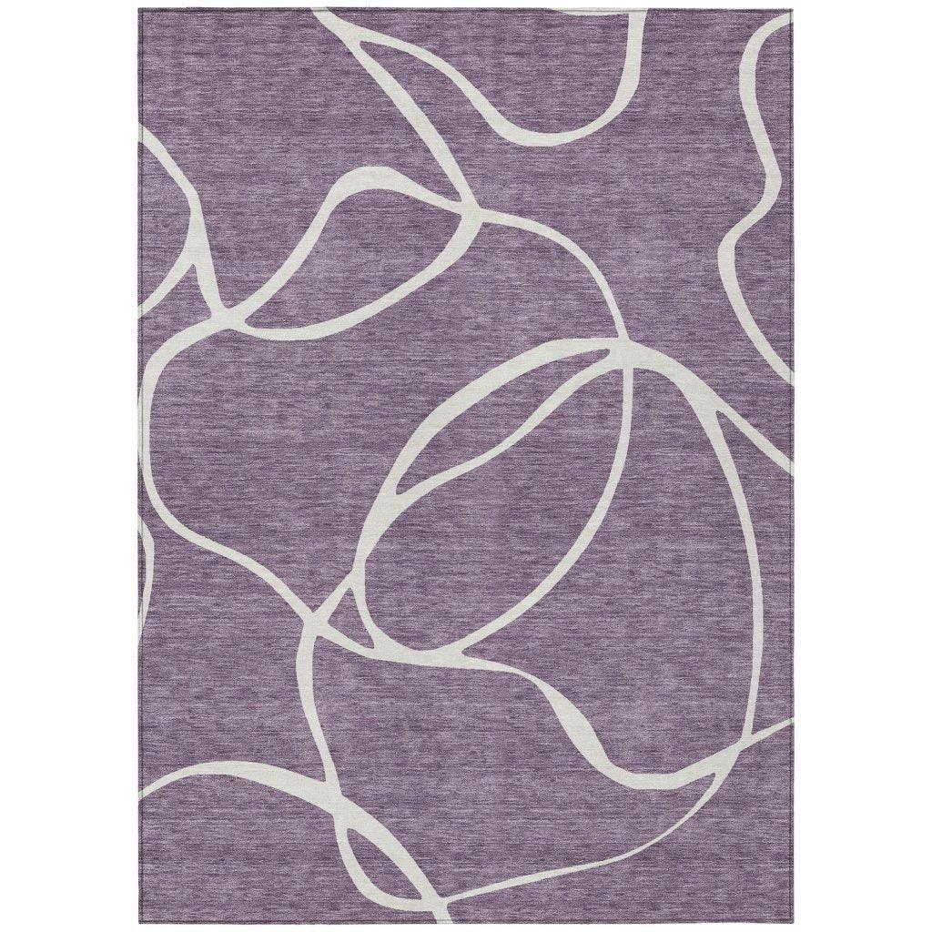 LOOMLAN Rugs Mirelle Purple Washable Indoor-Outdoor Rug