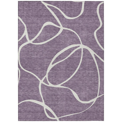 LOOMLAN Rugs Mirelle Purple Washable Indoor-Outdoor Rug