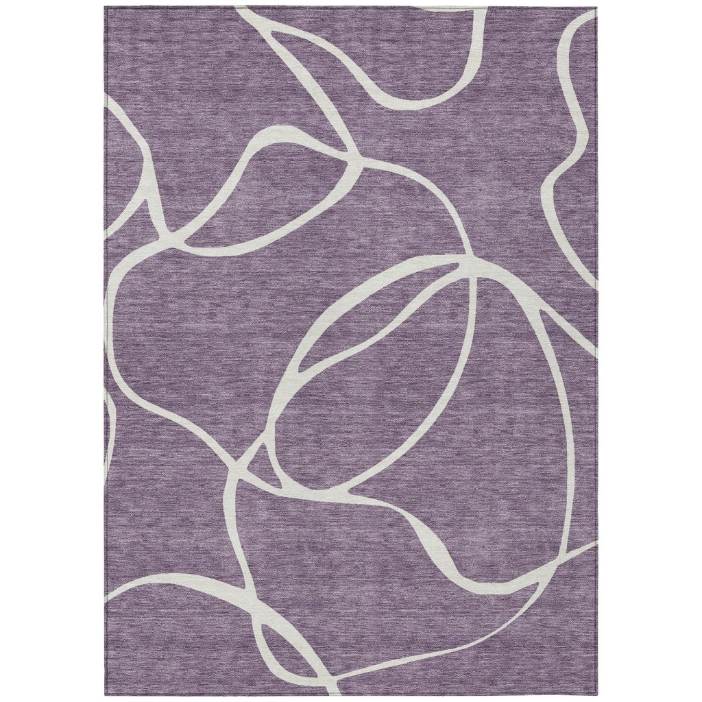 LOOMLAN Rugs Mirelle Purple Washable Indoor-Outdoor Rug