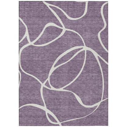 LOOMLAN Rugs Mirelle Purple Washable Indoor-Outdoor Rug