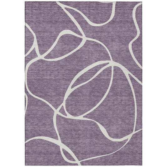 LOOMLAN Rugs Mirelle Purple Washable Indoor-Outdoor Rug