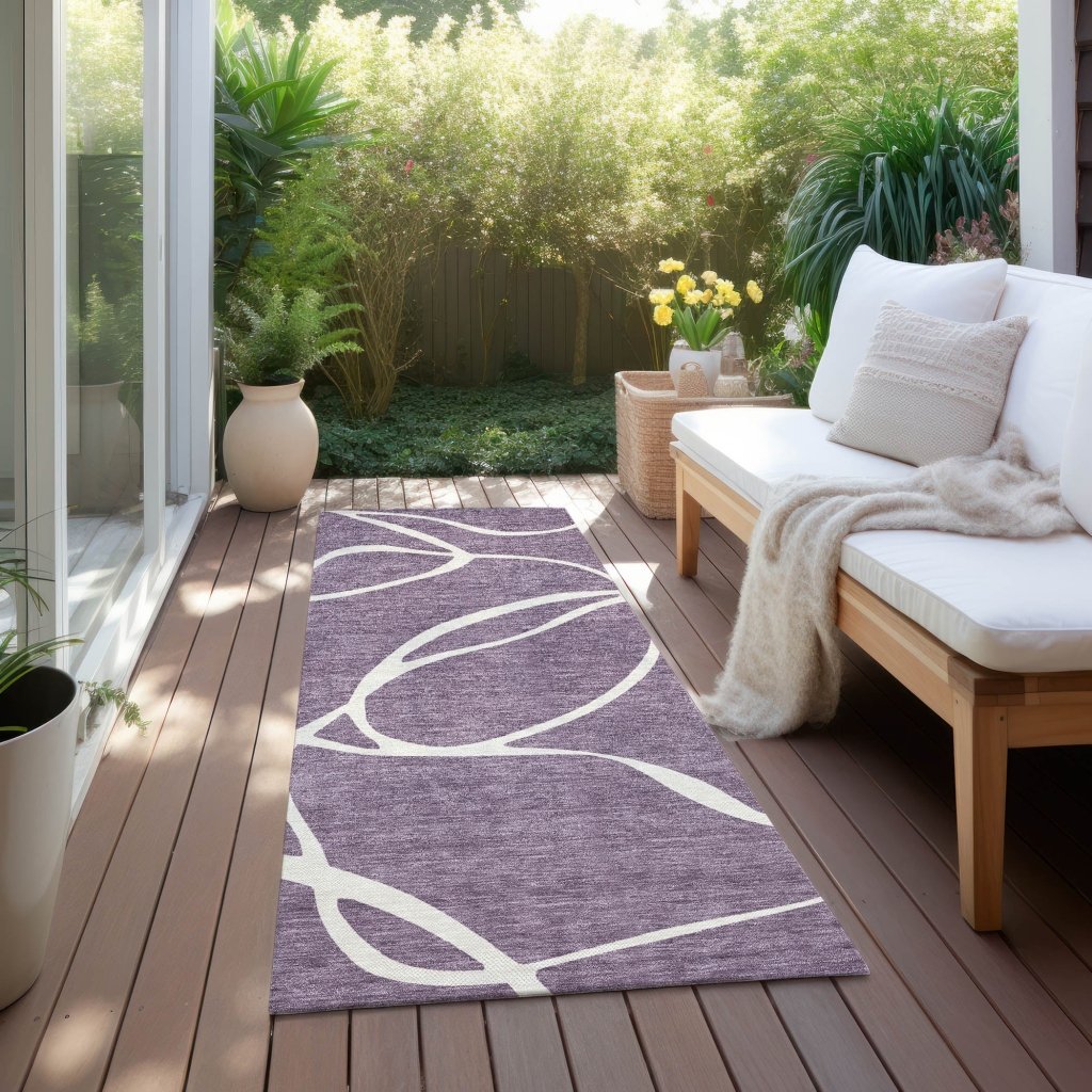 LOOMLAN Rugs Mirelle Purple Washable Indoor-Outdoor Rug