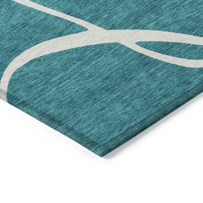 LOOMLAN Rugs Mirelle Teal Washable Indoor-Outdoor Rug