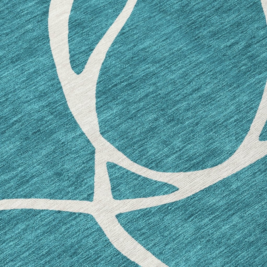 LOOMLAN Rugs Mirelle Teal Washable Indoor-Outdoor Rug