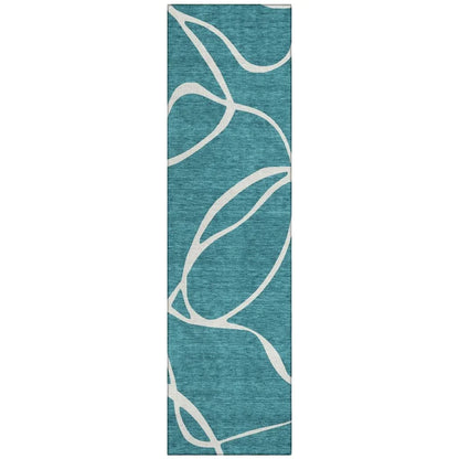LOOMLAN Rugs Mirelle Teal Washable Indoor-Outdoor Rug