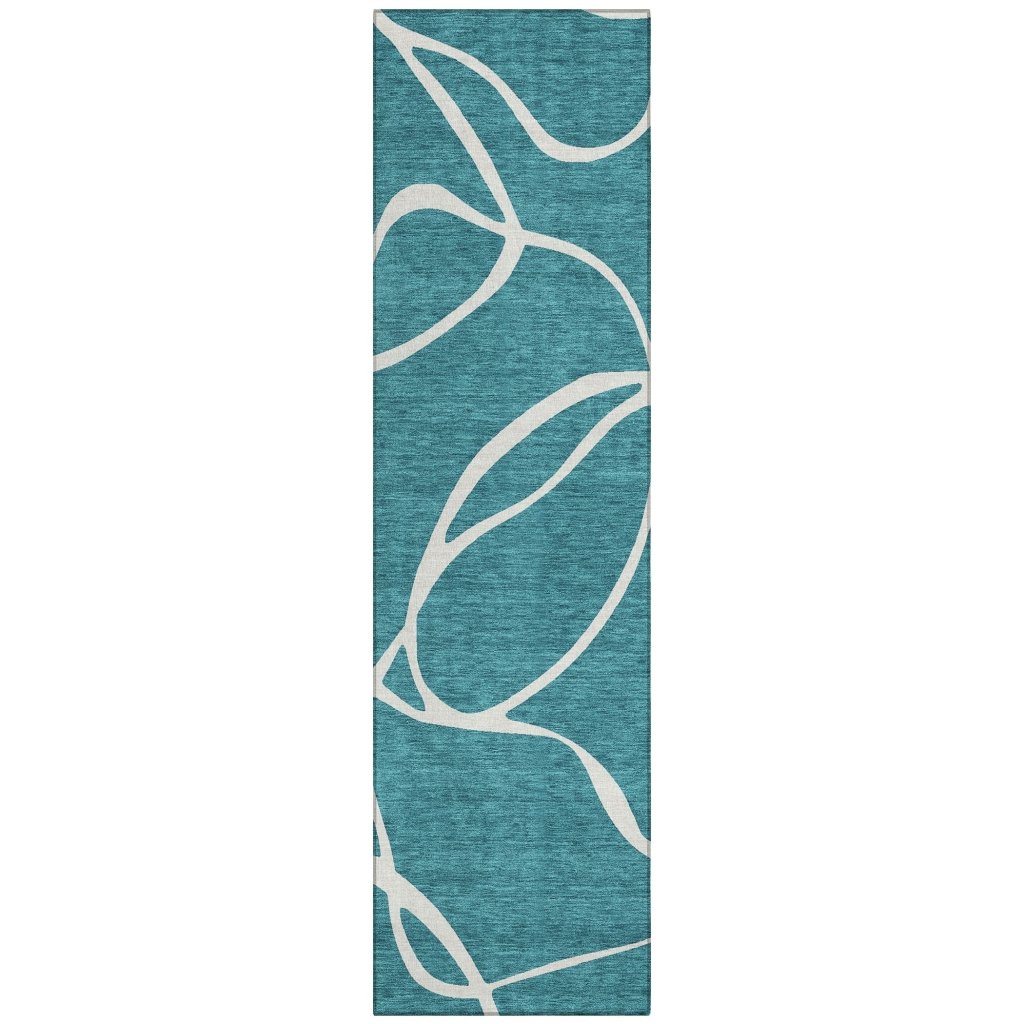 LOOMLAN Rugs Mirelle Teal Washable Indoor-Outdoor Rug