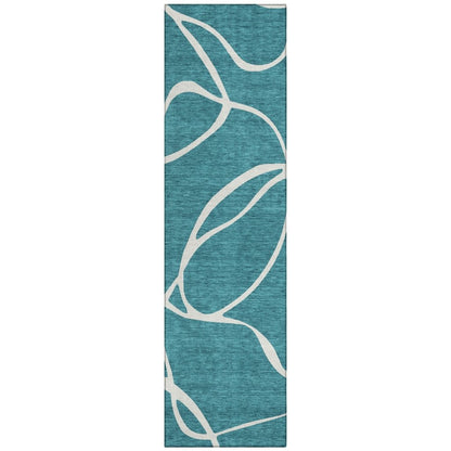 LOOMLAN Rugs Mirelle Teal Washable Indoor-Outdoor Rug