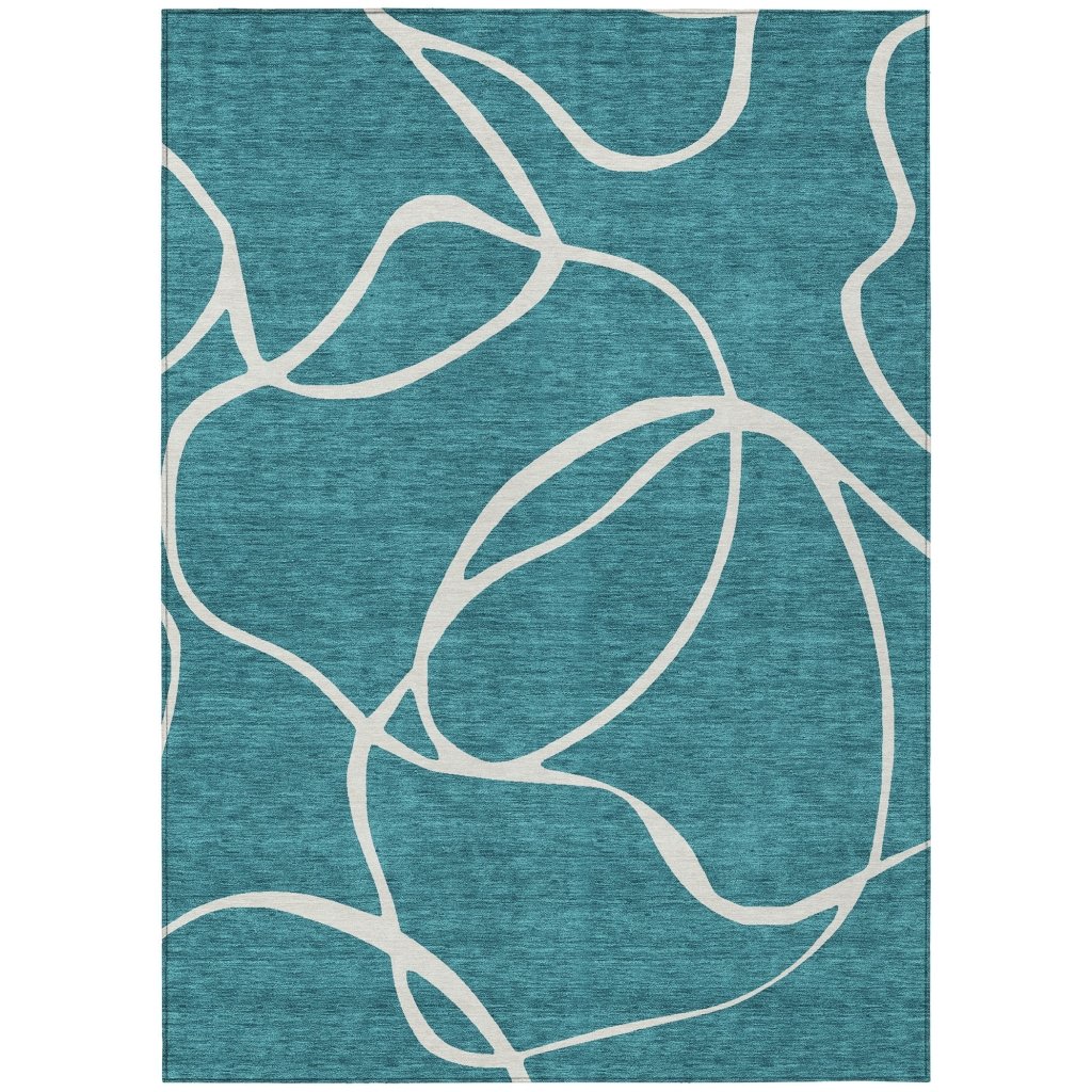 LOOMLAN Rugs Mirelle Teal Washable Indoor-Outdoor Rug