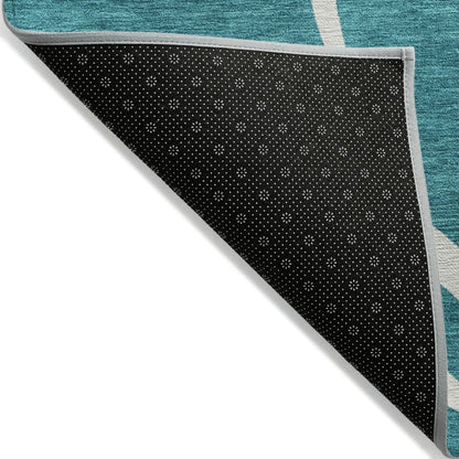 LOOMLAN Rugs Mirelle Teal Washable Indoor-Outdoor Rug